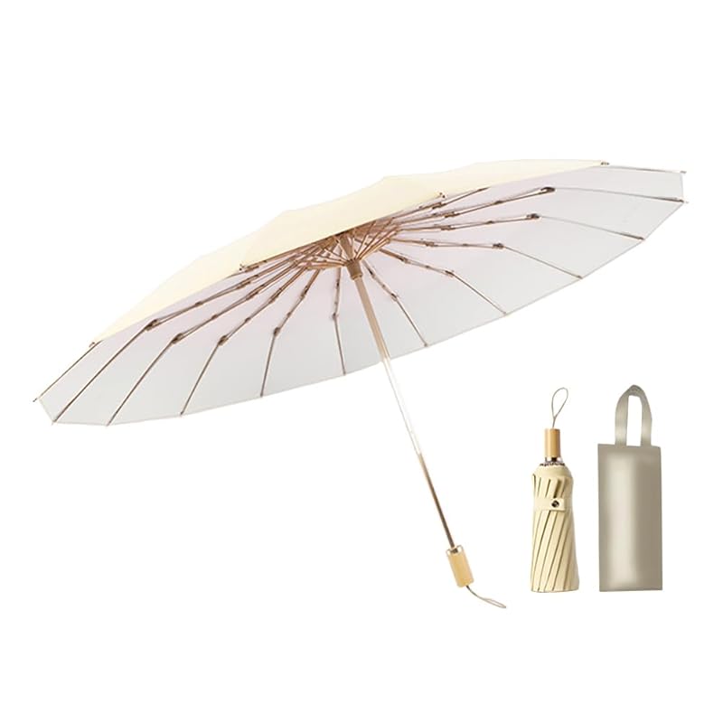 

[Новинка 2024 года] градационный зонтик с защитой от УФ-излучения для женщин, 16 костей, прочный от ветра, складной зонт, затеняющий теплозащитный экран, симпатичная деревянная ручка, прочный, подходит как для дождя