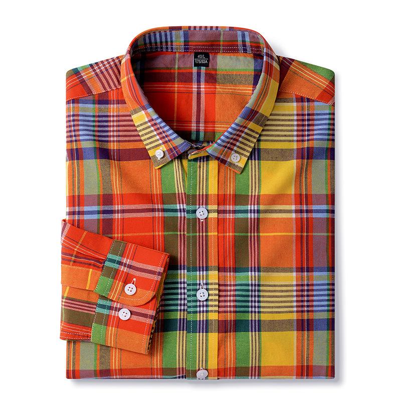 

Korean Trends Casual Long-sleeve Shirts for Men Slim Fit Plain Shirt 100% Cotton Plaid Striped Tops Soft Designer Clothes XS