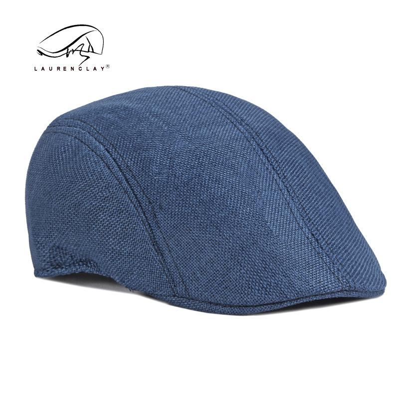 Hat men's simple light plate imitation hemp beret British retro summer breathable duck tongue forward hat in the elderly hat