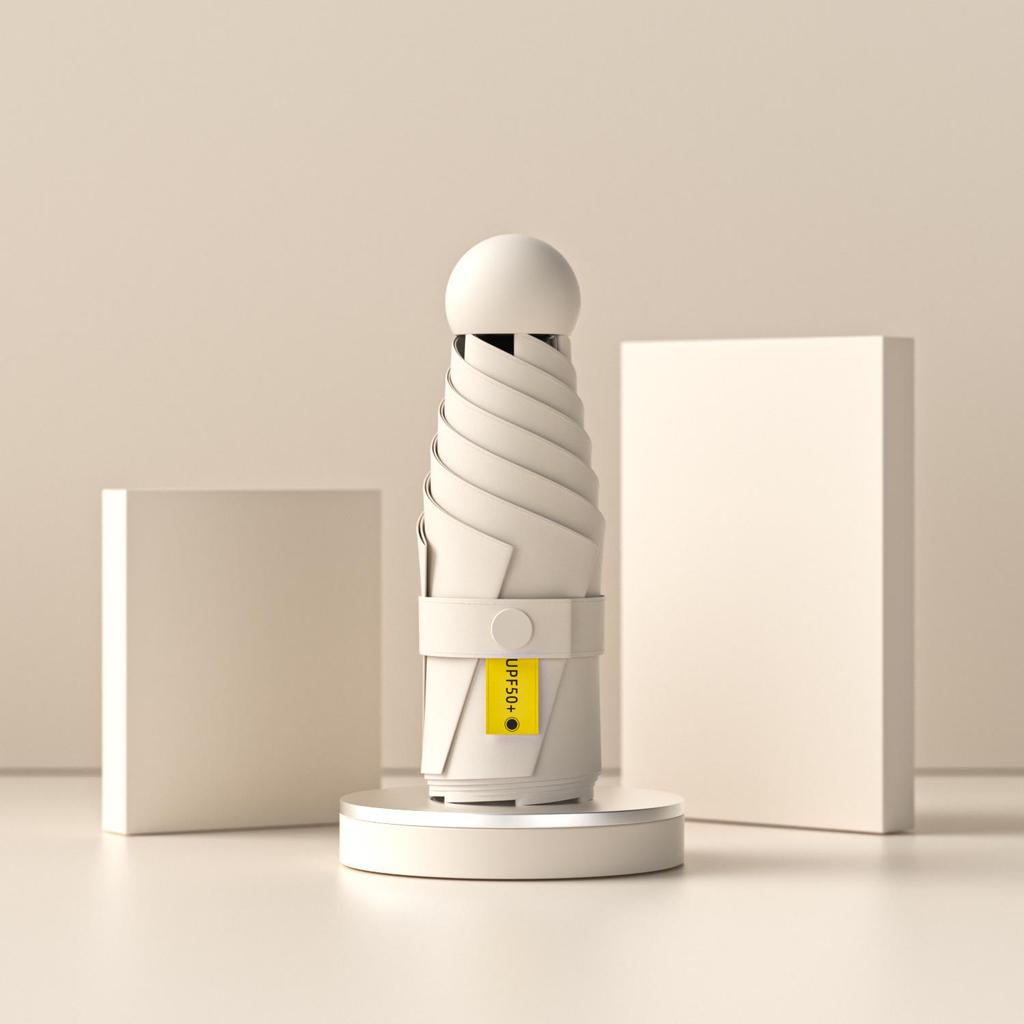 Black Plastic 50% Fold Ultra-Light Pocket Umbrella - Portable, Mini, for Sun/Rain