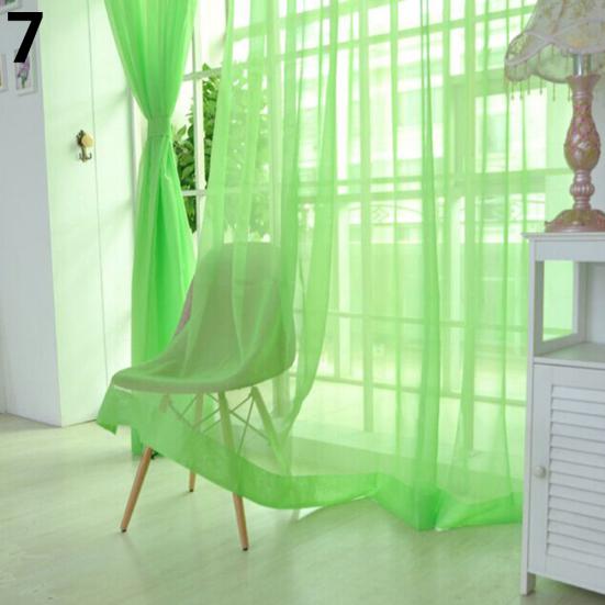 Cortina de ventana de puerta de gasa de tul de Color sólido, Panel de cortina, cenefas de bufanda transparente