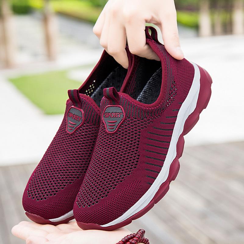 Ältere Mesh-Schuhe Damen Sommer atmungsaktiv hohl Ein-Pedal Sport Mutterschuhe Mittelalterliche und ältere bequeme Laufschuhe Herren Spot