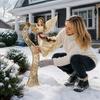 Yard Art Decorations Christmas Garden Stake, Santa Claus Snowman Nutcracker Trumpet Angel Xmas Stake Art, Acrylic Festive Sign for Outdoor Lawn