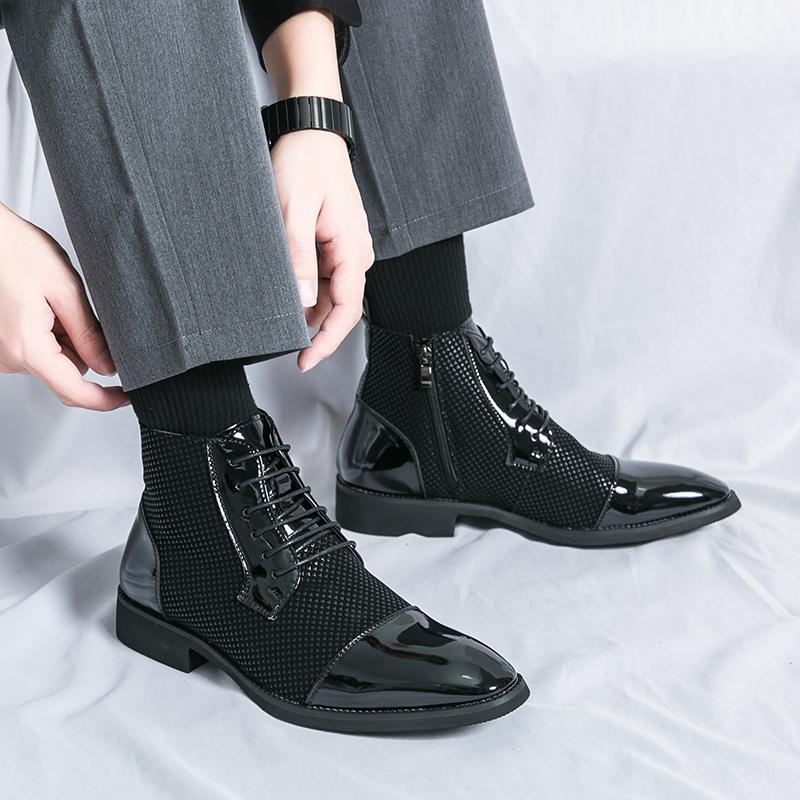 Pánské kotníkové boty Vzor kohoutí stopy Ležérní Retro Pánské boty Wingtip Společenské Tuxedo Svatební boty