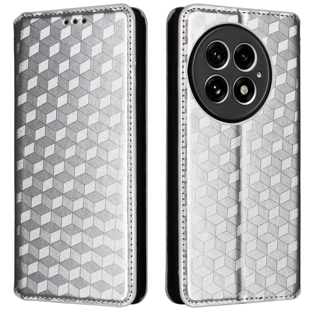 For OnePlus 13 Wallet Case Rhombus Imprinted Leather Phone Cover