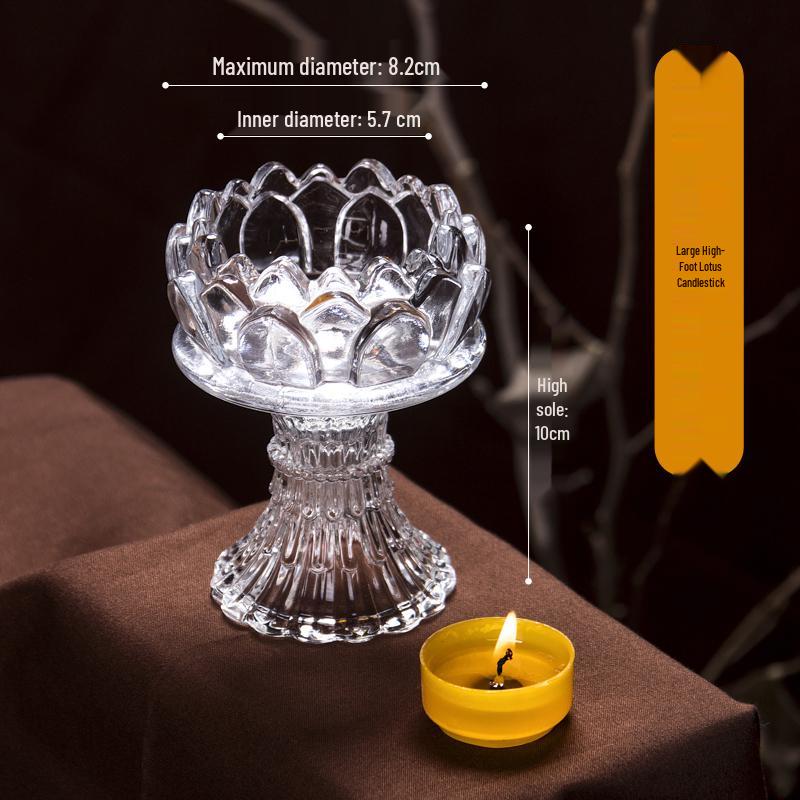 Lotus Glas Ghee Lamp Houder: Hittebestendige Kaars/Olie Lamp voor 24-Uurs Gebruik