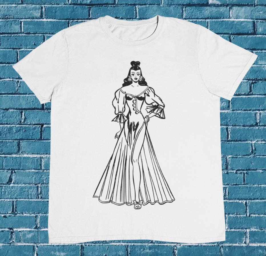 Винтажная готическая футболка с изображением вампирши - Унисекс футболка из 100% премиального хлопка XL