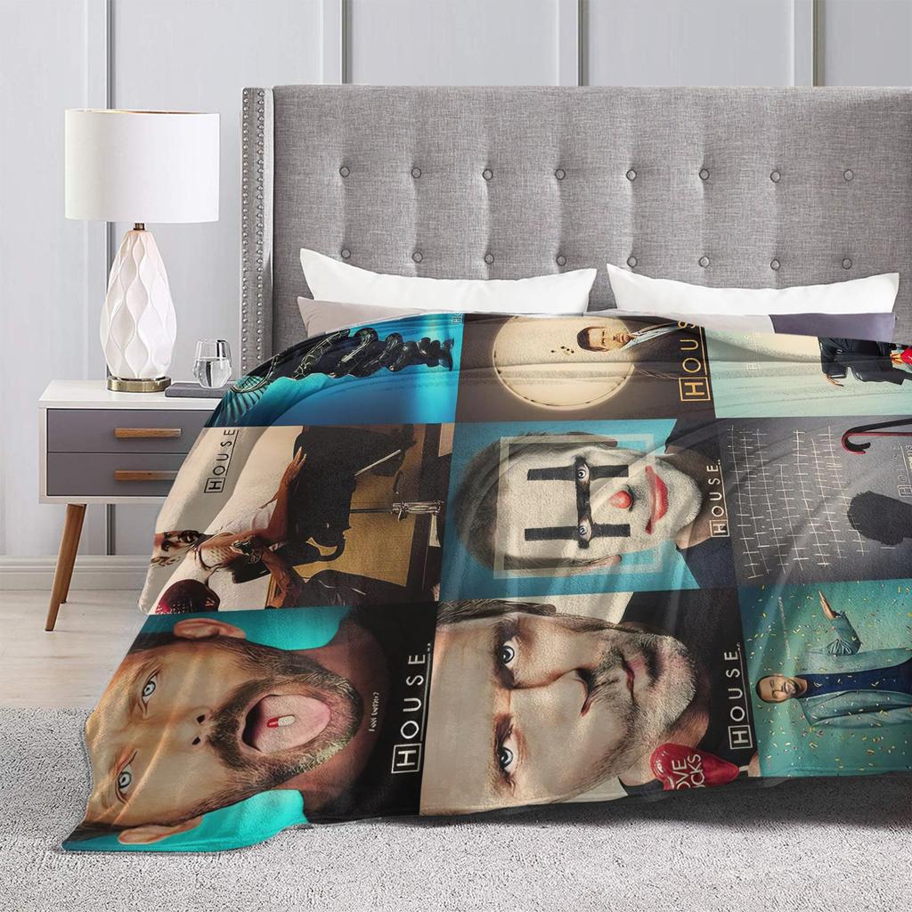 Soft Warm Blanket Travel Dr. Gregory House Throw Blanket House MD American Television Flannel Bedspread For Outdoor Bed Cover