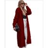 Autumn Winter Women's Solid Color Hooded Long Loose Open Front Cable Knit Cardigan Sweater
