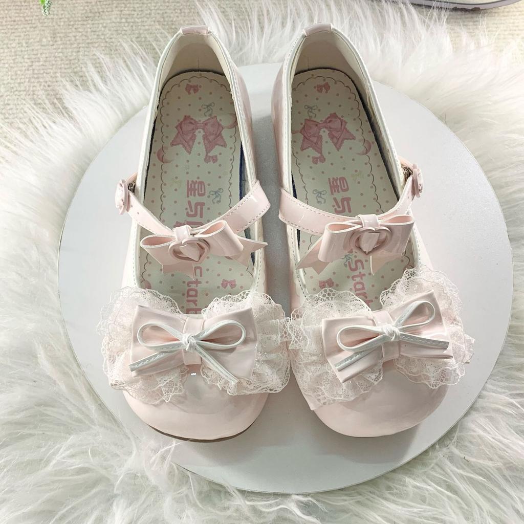 New Lace Bow Ballet Round Head Low Heel Women's Shoes