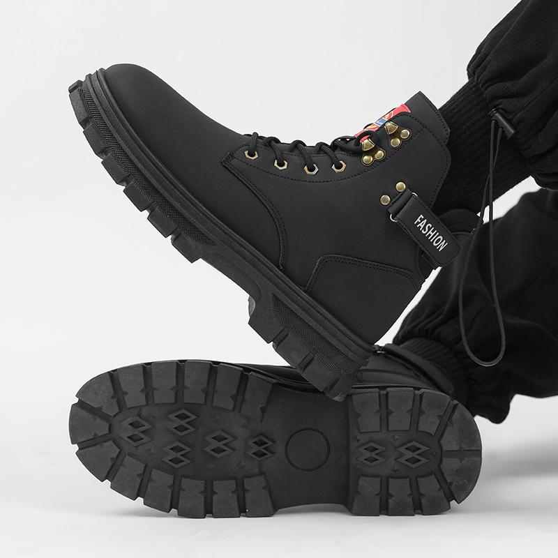 New Fashion Autumn And Winter Men's High Top Martin Boots Students Male Boys Trending Soft Sole Work Shoes Labor Protection Martin Sneakers