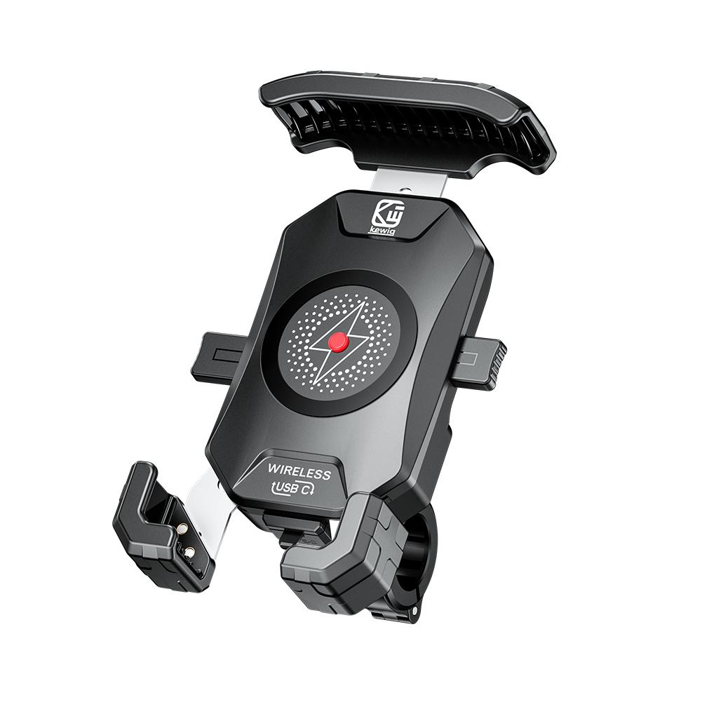 15W Wireless Charger Motorcycle Phone Holder USB QC2.0/3.0 Cell Phone Holder Motorbike Phone Support for Electric Bike Motorbike