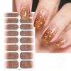 Uñas postizas de gel sin pegamento, impermeables, mate, con purpurina, estilo francés, para mujer.