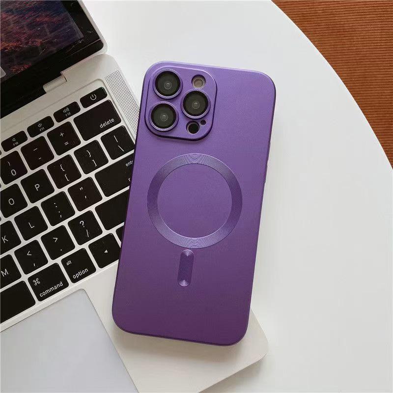 MAGSFFE Magnetic Suction Protective Soft Case for iPhone 16 Pro - Metallic Paint CD Grain Finish
