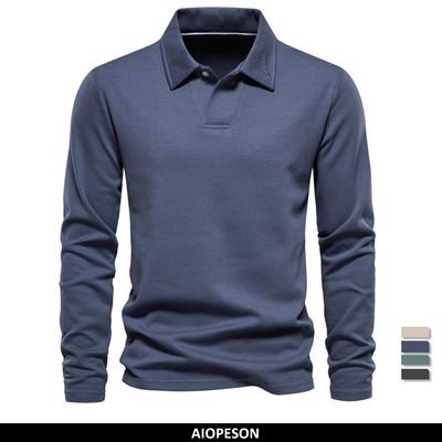 Polo da golf di lusso con ricamo AIOPESON da uomo, collo alla moda, colletto rovesciato, polo sociale casual da uomo