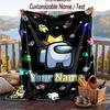 Among Us Flannel Blanket, Personalized Custom Name Text, Soft Warm Plush Throw Blanket For Gift