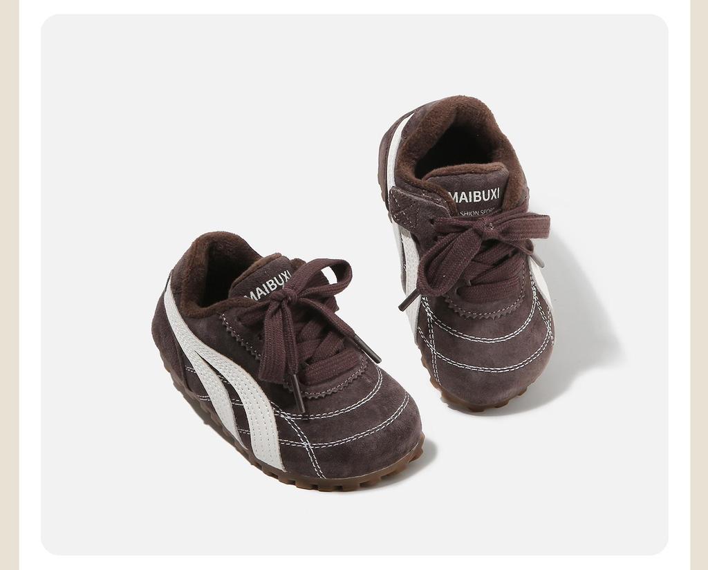 Küçük Çocuklar İçin Sıcak Kore Tarzı Kaymaz Antrenman Ayakkabıları - Pamuk Kadife, Unisex Spor Tasarım