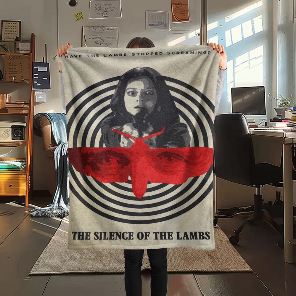 1PC Silence of the Lambs Print Flannel Blanket, High Quality Comfortable for All Seasons, Home Decor, Warmth and Comfort, Perfect for Christmas Gifts
