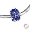 925 Sterling Silver Blue Cizeled Elegance Charm margele pentru realizarea de bijuterii Fit Europa Mărgele Brățări Bijuterii DIY