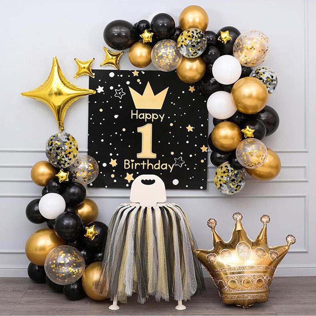 Black Gold Confetti Balloons 50 Pack  Gold and Black Confetti Balloons with Ribbons for Graduation Birthday Wedding Graduation