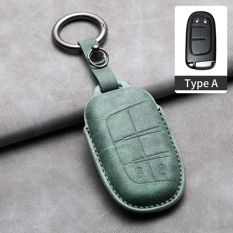 Leather Car Key Case Cover Keychain For Jeep Wrangler Commander Compass Patriot Renegade Cherokee Grand Cherokee Keyring