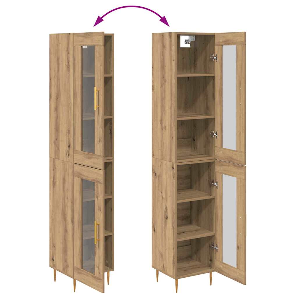 Highboard 2 pcs Artisan Oak Glass
