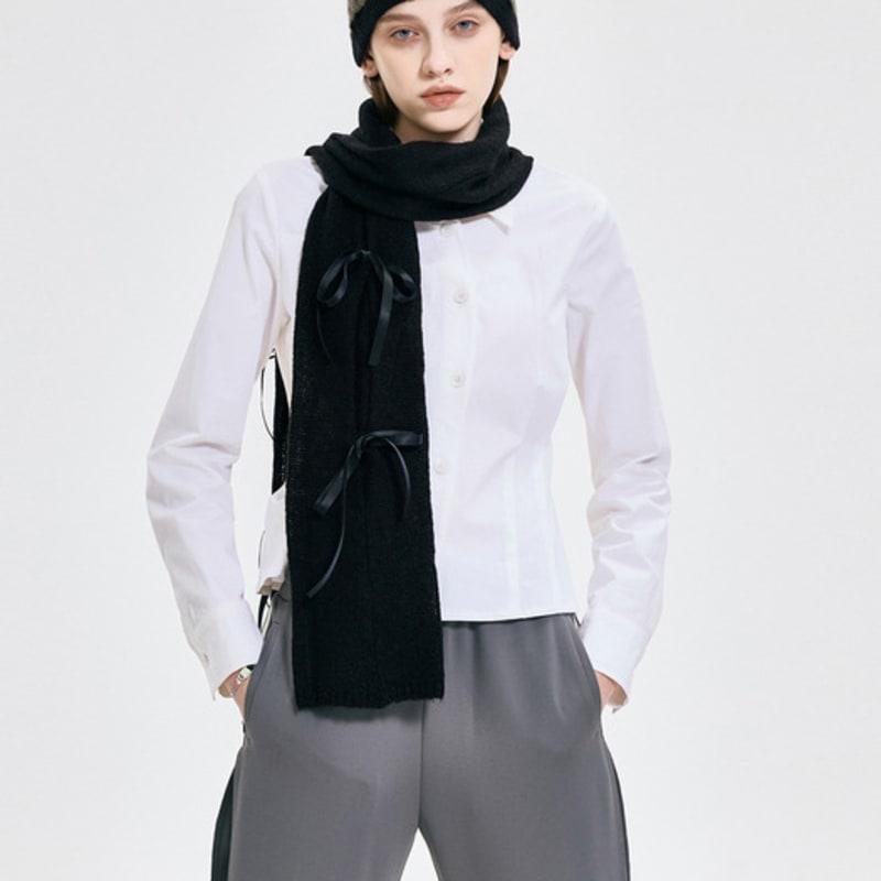 KIMZISU Ribbon Tied Muffler _ BLACK