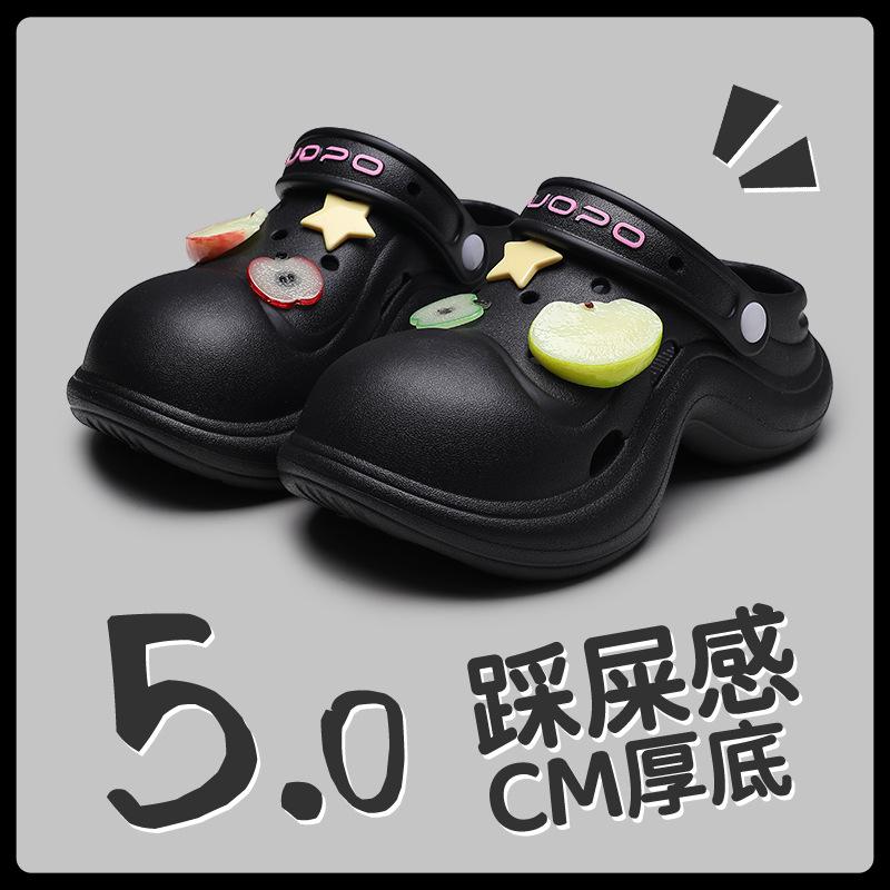 Lochschuhe, Damen neuer Sommer-Außenbereich rutschfest, desodorierend, kühle Hausschuhe, atmungsaktive und erhöhte dicksohlige Bag-Head-Hausschuhe