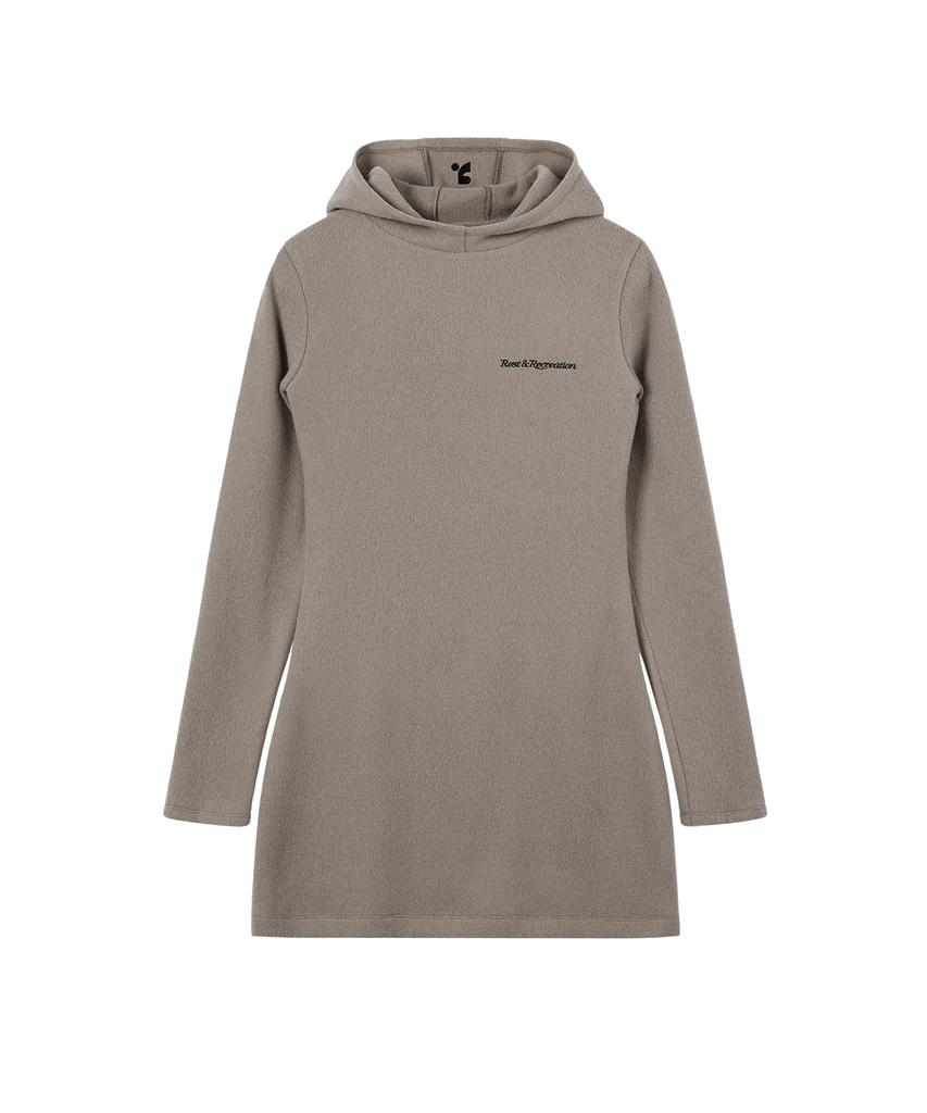Rest And Recreation Hairy Hood Knit Dress - Beige