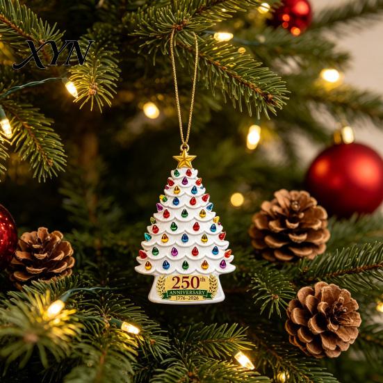 Christmas Tree Decorations 250 Anniversary USA Ornament, 1776-2026 2D Acrylic Commemorative Tag Years America Hanging Decoration for Patriotic