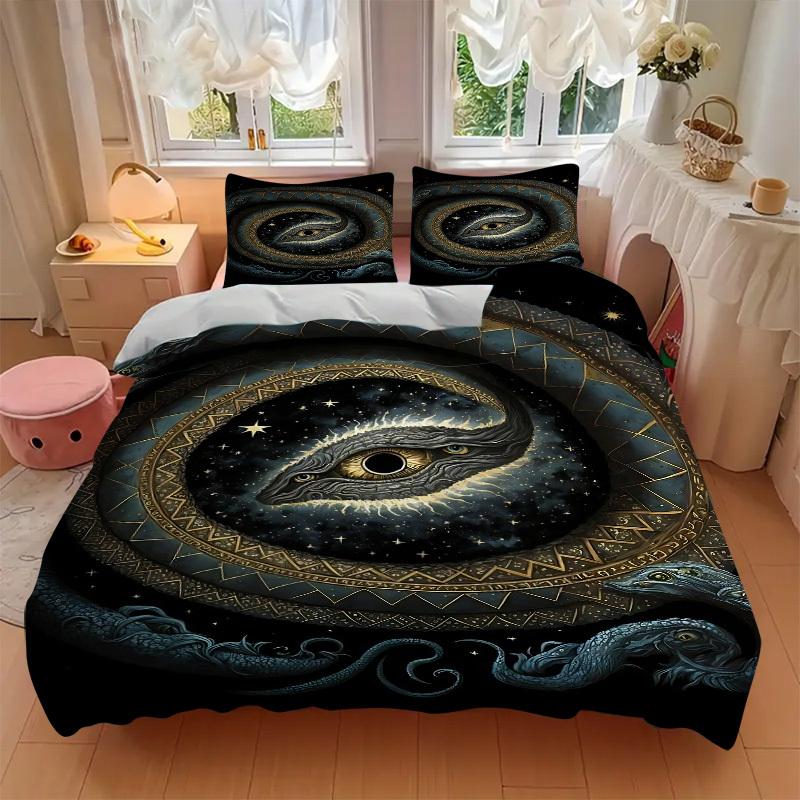 3pc Serpent Universe Cover Set - 1 Quilt Cover + 2 Pillowcases, All Seasons Bedroom Setting, Perfect for Home078