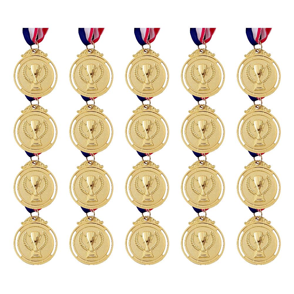 50-1PCS 2 Inches Gold Silver Bronze Award Medal with Neck Ribbon Gold Silver Bronze Prize Round for Competitions Party