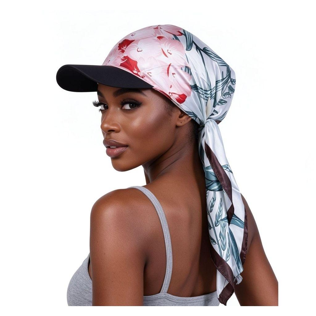 Fashion Print Silk Scarf Headwear With Sun Protection For Outdoor Activities