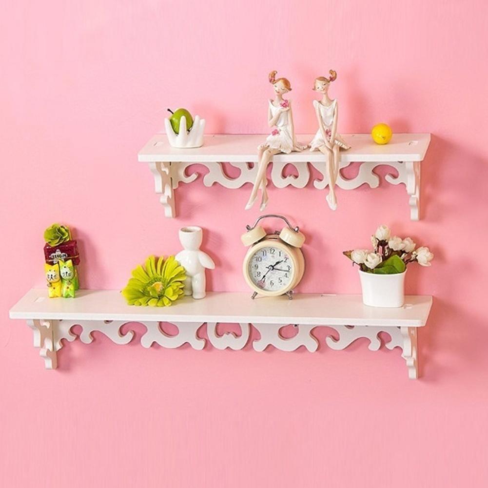 Vintage Carved Hollow Wood Wall Hanging Rack Shelf Shelves Holder Storage Home Decor
