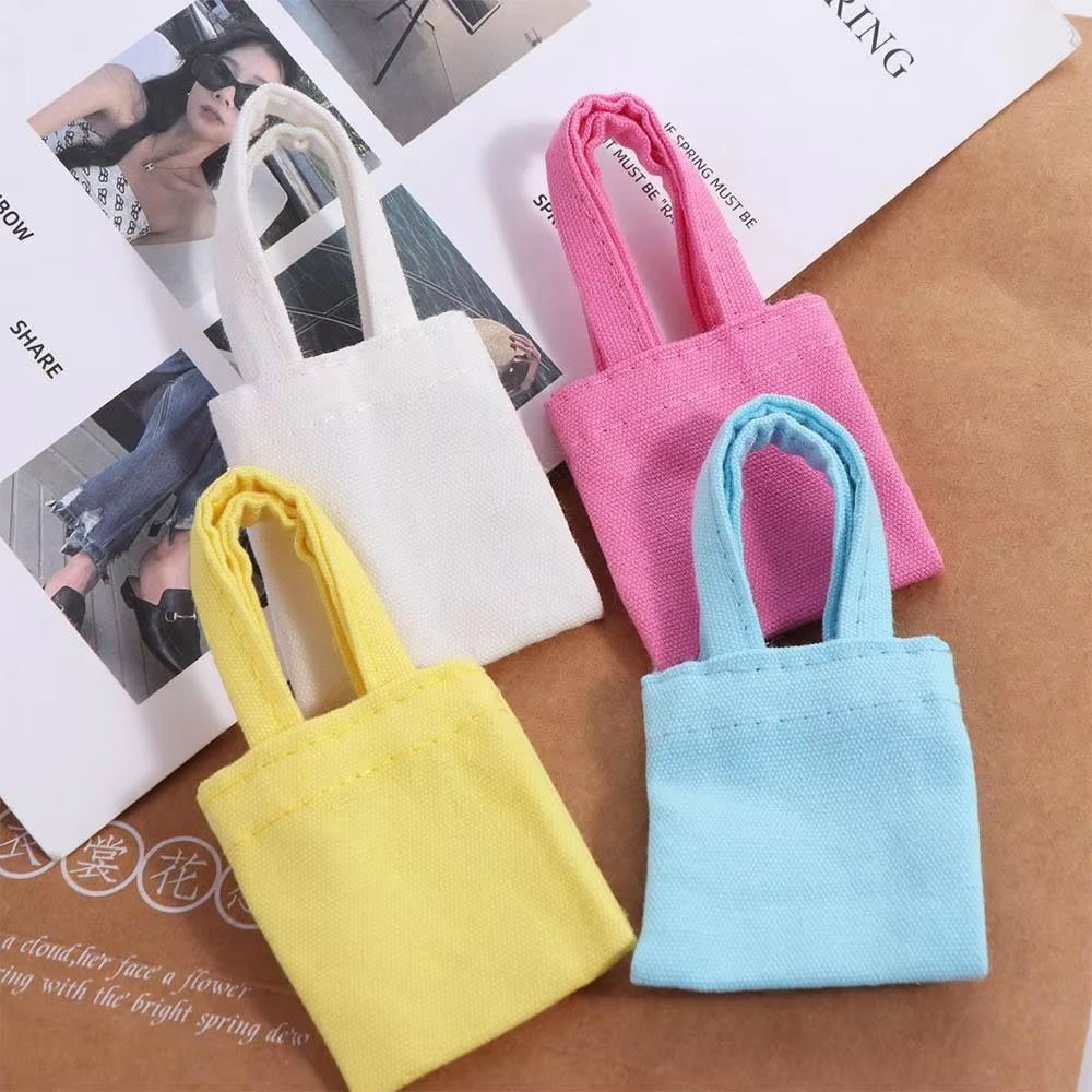 Dollhouse Changing Dressing Doll Canvas Bag Canvas Material Miniature Size Doll Handbag Handmade Dress Up Decor