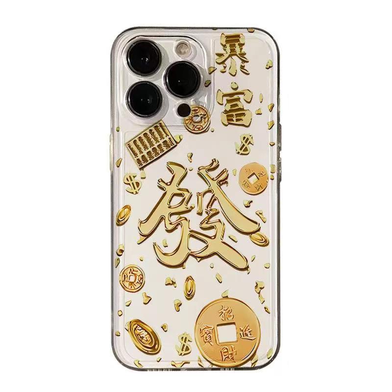 Get rich Gold foil Apple 16/15/14 mobile phone case iPhone13/12/11 soft case xs/xr niche new