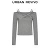 UR 2026 Spring Women's Asymmetric Shoulder 3D Bow Knit Sweater
