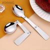 Portable Compact Folding Cutlery, Stainless Steel Folding Spoon, Suitable for Outdoor Camping Hiking Cutlery (3 Pack)