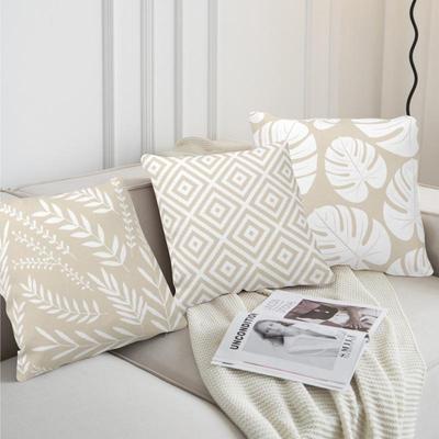 Beige Throw Pillow Case 18X18In for Sofa Square Cushion Cover Bed Elegant Design Home Decor