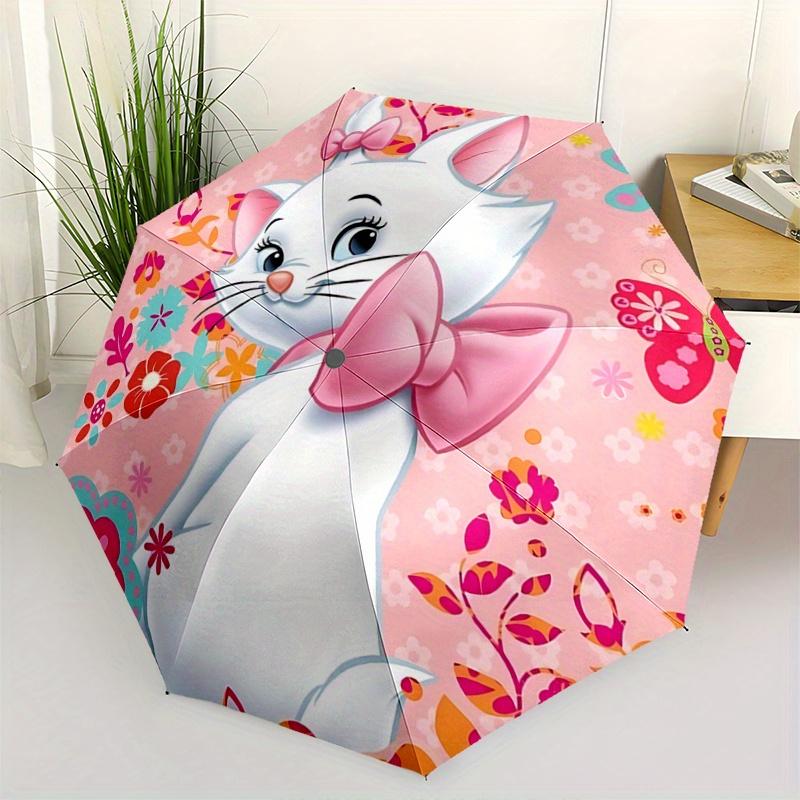 

1pc Pretty Marie Cat Automatic Open/CloseUmbrella-CuteUmbrella with Cute Design, Portable 3-Fold Compact Umbrella for Men & Women, Valentine