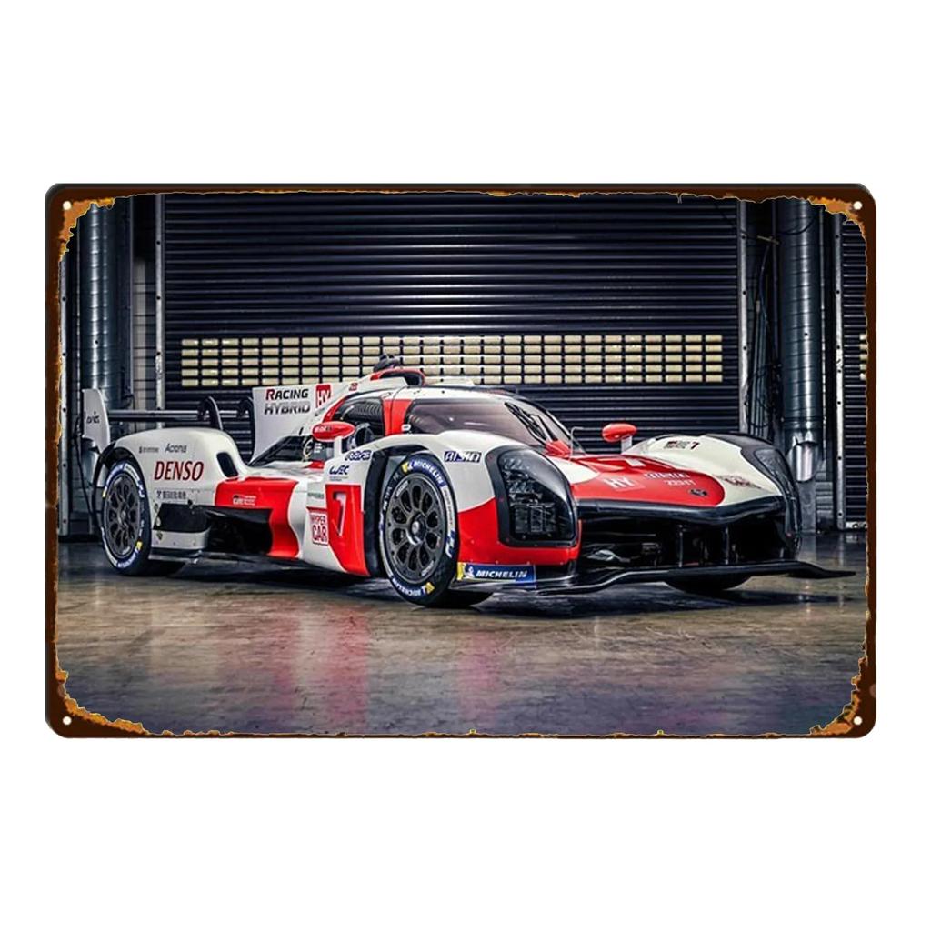 Sports Car Racing Poster Rust Shabby Tin Sign Art Decor Garage Bar Man Cave Signs Decorative Plaques Wall Metal Tin Plate Sig