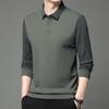 Herren Langarm T-Shirt Lässig Weich Atmungsaktiv Poloshirts Strickpullover