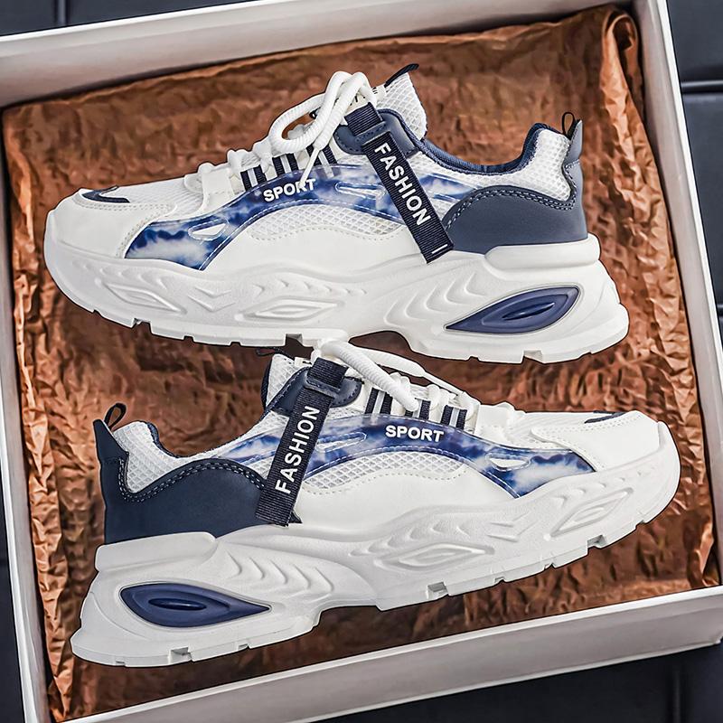 Chunky sneakers four seasons men's breathable light soft sole non slip comfort outdoor running shoes versatile casual sport shoe
