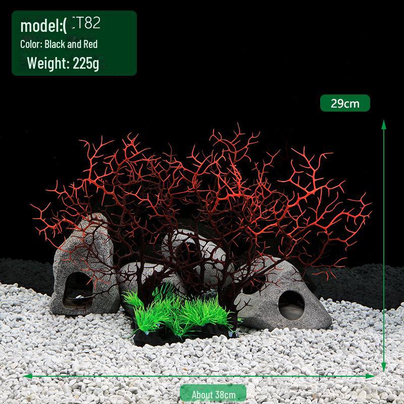 Plastic Coral Tree Aquarium Decoration - Simulation Iron Tree for Fish Tanks (Model CT82)