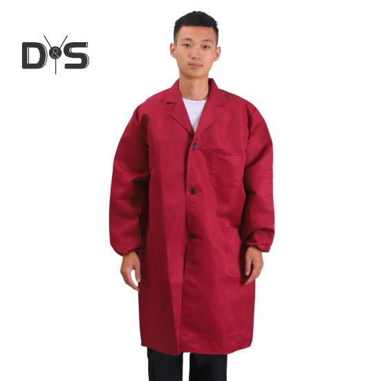 

Женское и мужское рабочее пальто с лацканами, длинными рукавами, эластичными манжетами, однотонная моющаяся рабочая куртка с карманом, однобортная верхняя одежда средней длины XXL