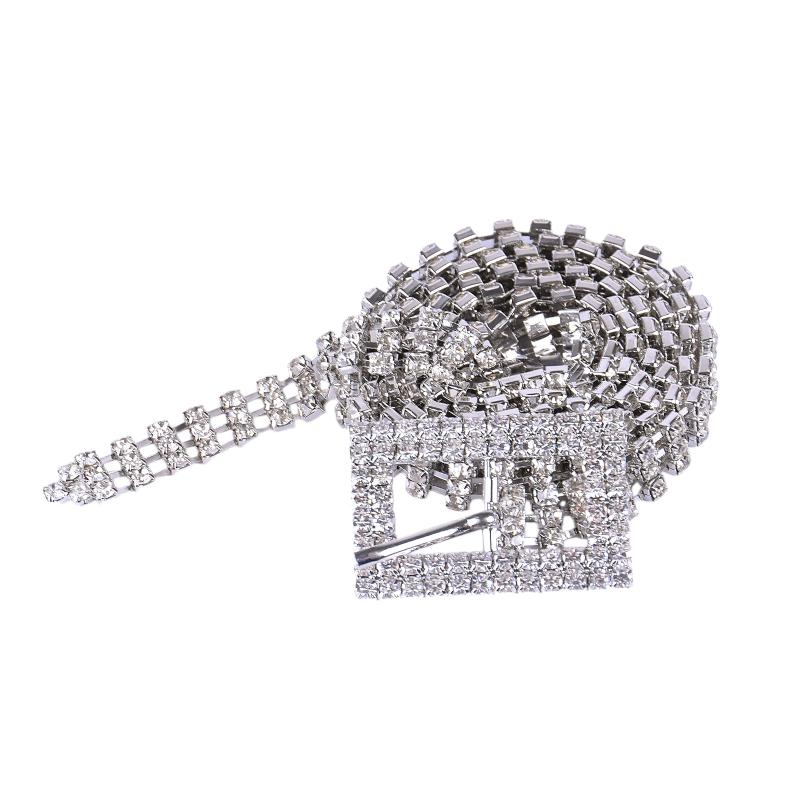 Gold And Silver Rhinestone Thin Belt Fashion Women Elegant Waist Chain With Heart Buckle Belt Skirts Jeans Accessories