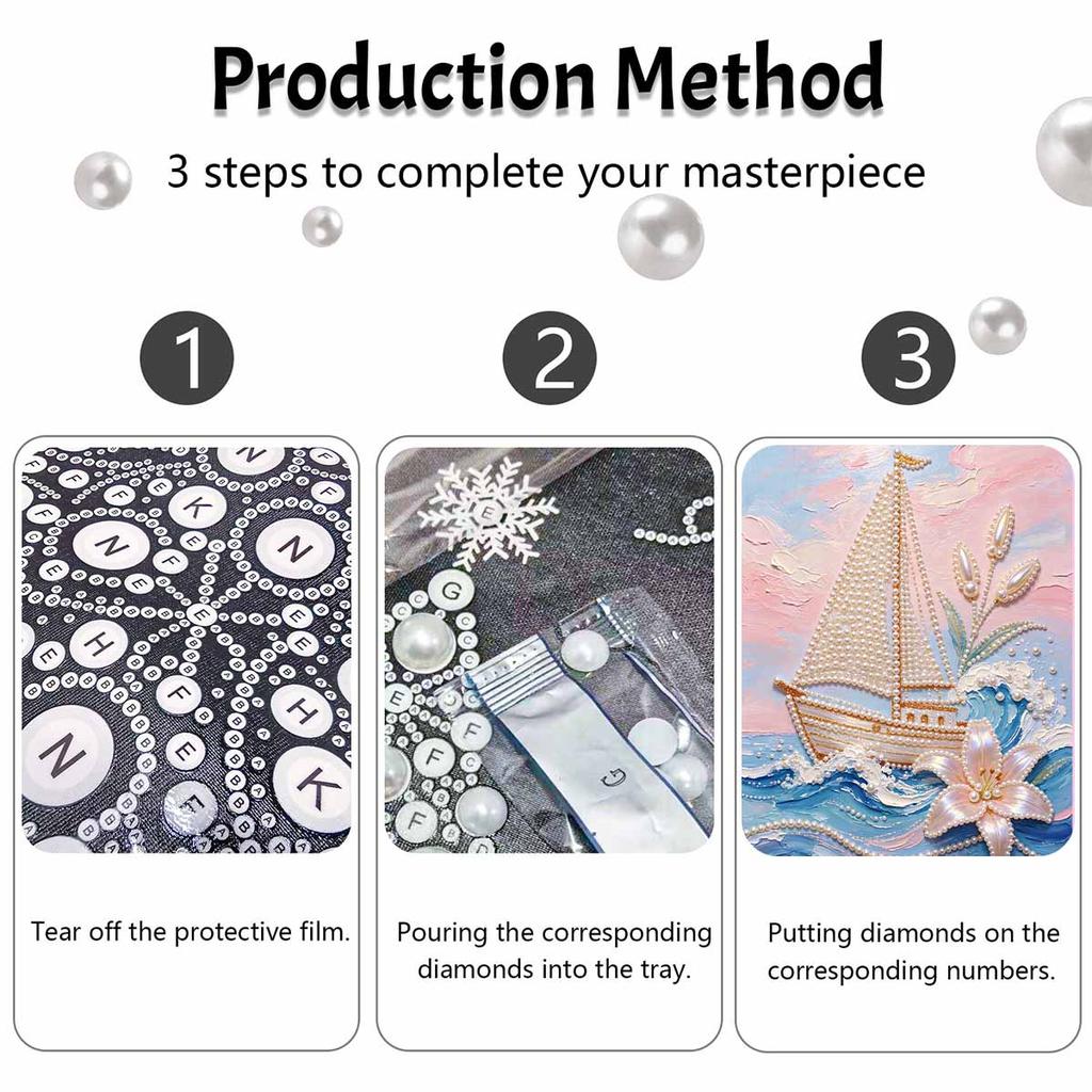 Sailboat pearl painting handmade diy pearl art painting stickers home decoration gifts