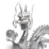 Copper Silver Dragon Holding a Crystal Ball, Feng Shui Good Luck Ornament, Goods, Item