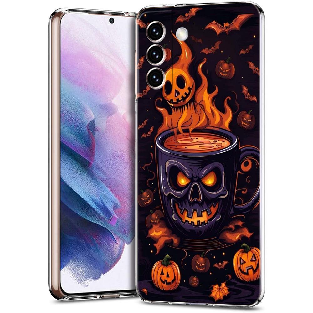Transparente Handyhülle für Samsung Galaxy S25 S24 S23 S22 S20 S21 FE Ultra S24 S23 S10 S10E Plus Halloween-Stil Muster