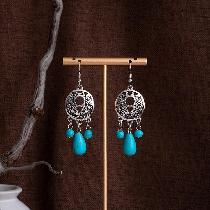 Tibetan Ethnic Bohemian Tassel Turquoise Earrings
